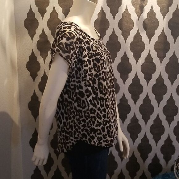 Calvin Klein leopard print layered top - Picture 2 of 6